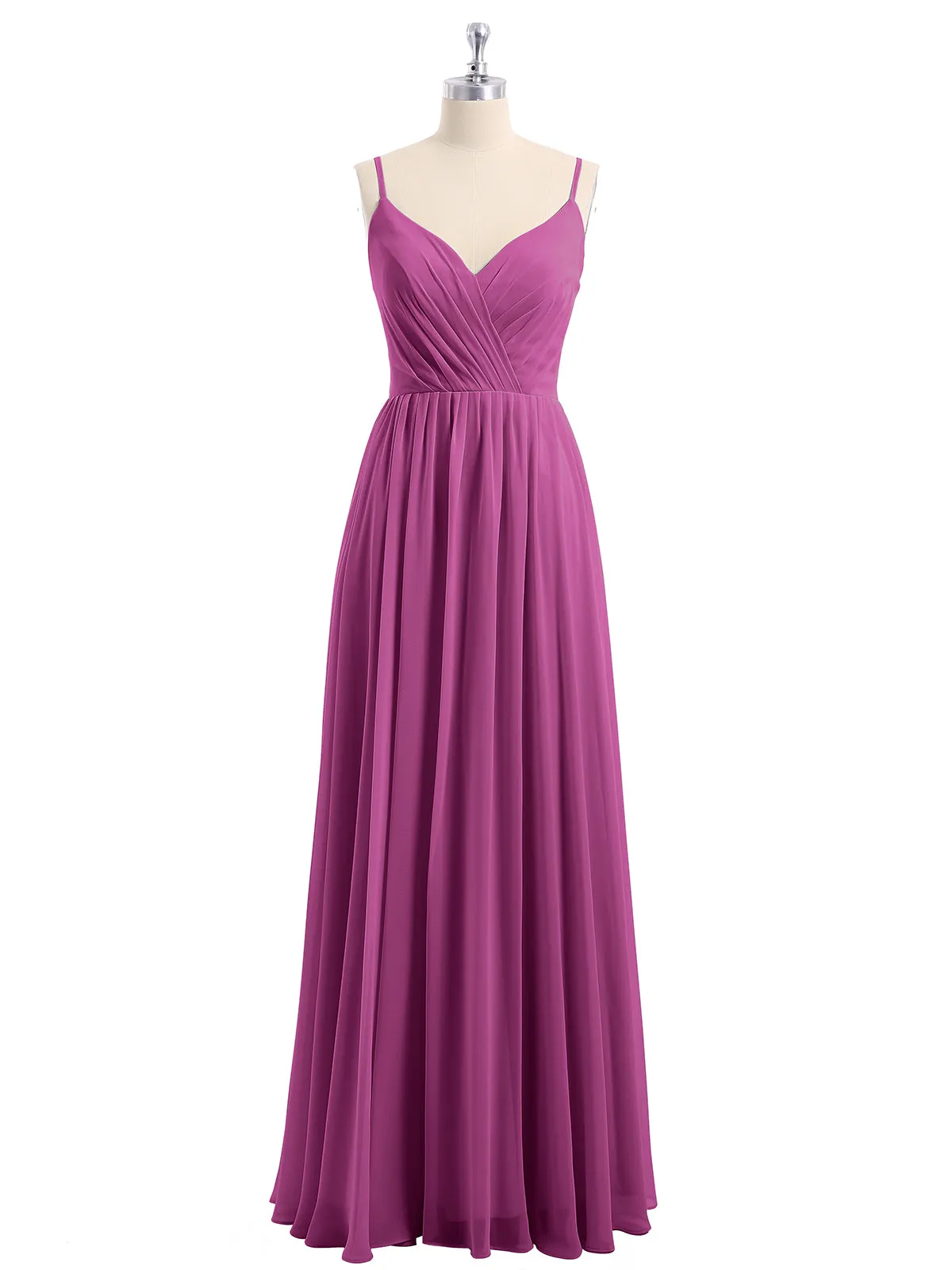 Chiffon Bridesmaid Dresses with Spaghetti Straps-Orchid