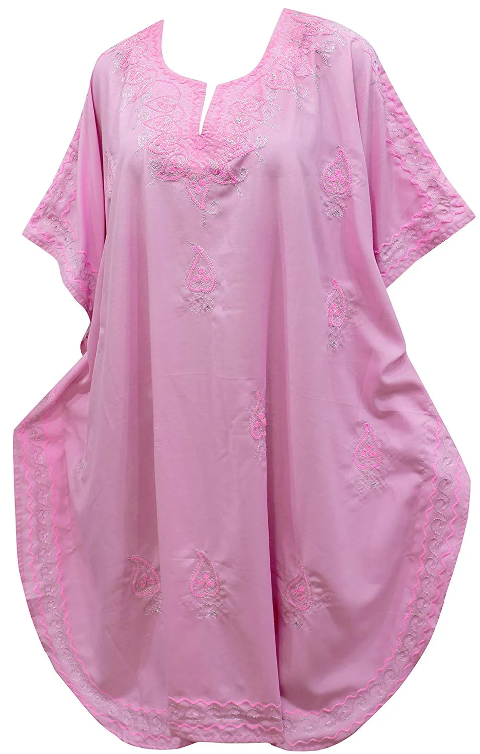 LA LEELA Rayon 01 Solid Women's Caftan Kimono Nightgown Beachwear Cover up Dress