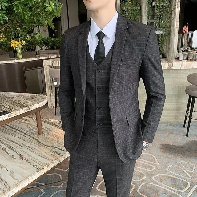 West Louis™ Designer Tailor Business Elegant 3 Piece Suit