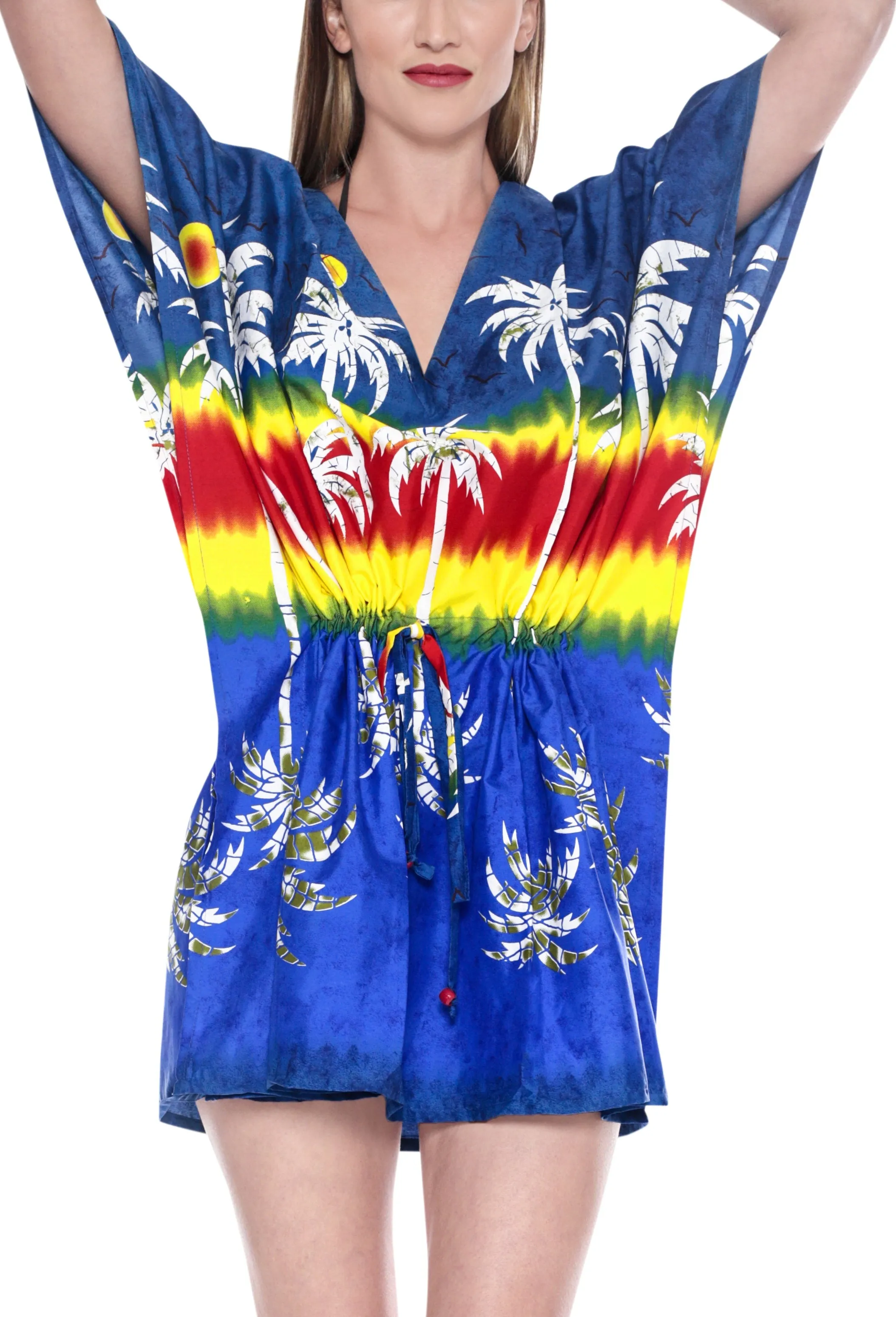 Women's Beachwear Swimwear Swimsuit Bikini Palm Tree Cover up Autumn Winter Blouse TOP Navy Blue
